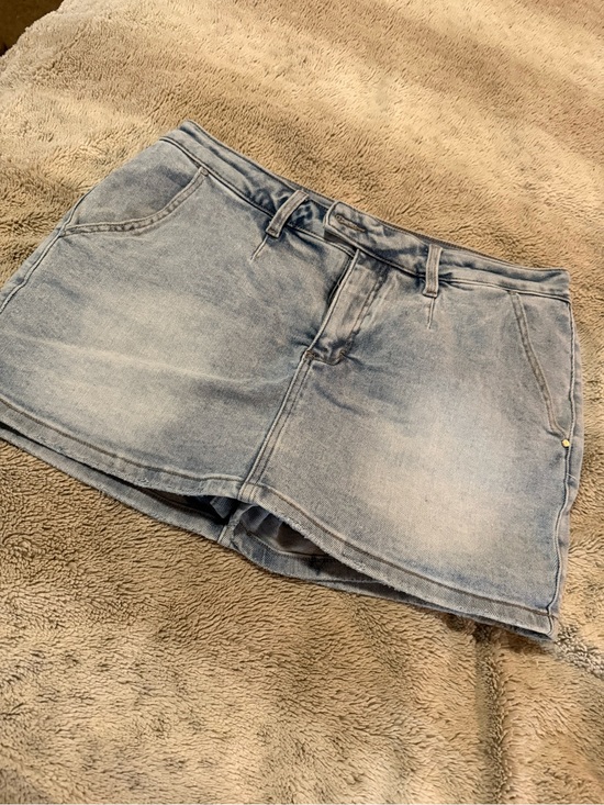 Risen Los Angeles Pants - Med Blue Washed look Denim Jean Skort for Women